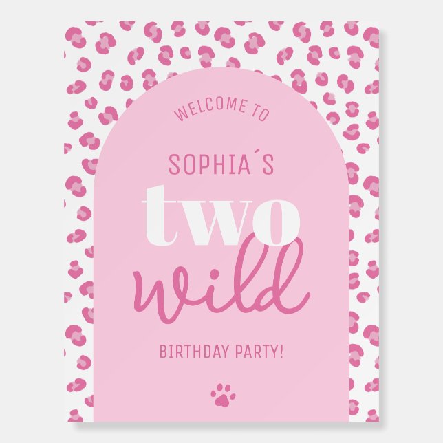 Two Wild Birthday Party Welcome Sign (Front)