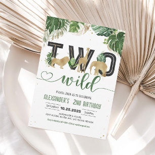 Two Wild Birthday Safari Animals Birthday Invitation