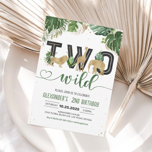 Two Wild Birthday Safari Animals Birthday Invitation (Creator Uploaded)