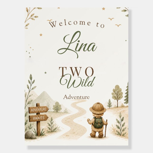 Two Wild Boho Explorer Birthday Boy Welcome Sign (Front)
