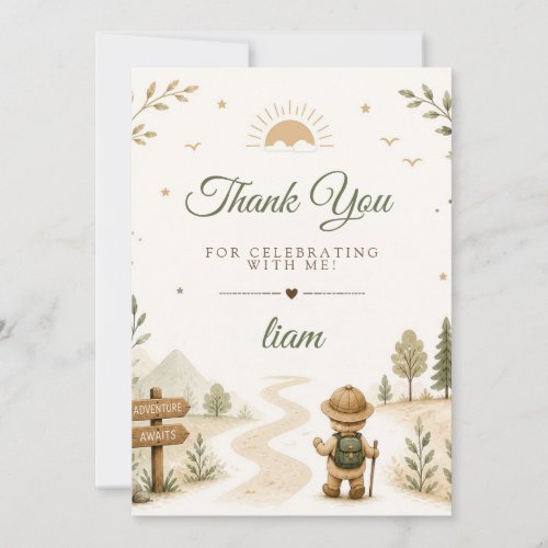 Two Wild Boho Explorer Birthday Thank You Card