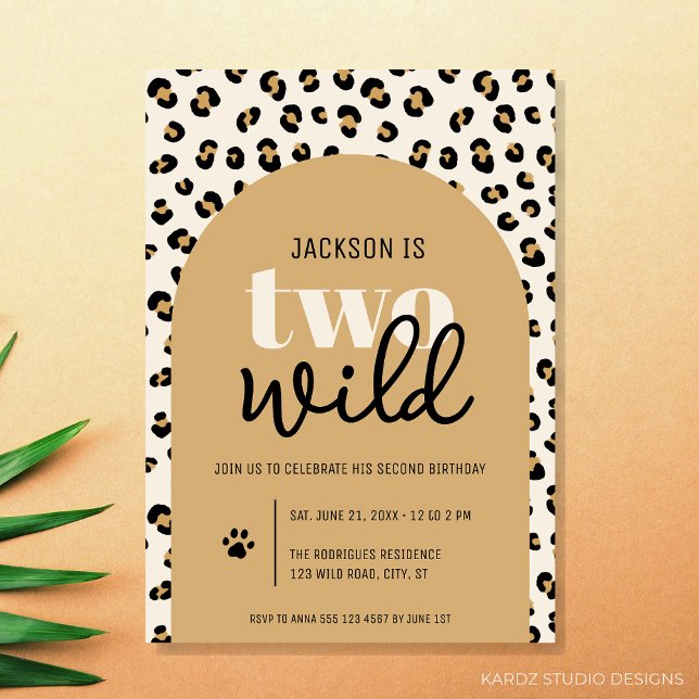 Two Wild Boy 2nd Birthday Invitation (Two Wild personalized birthday invitation for a boy 2nd birthday party)