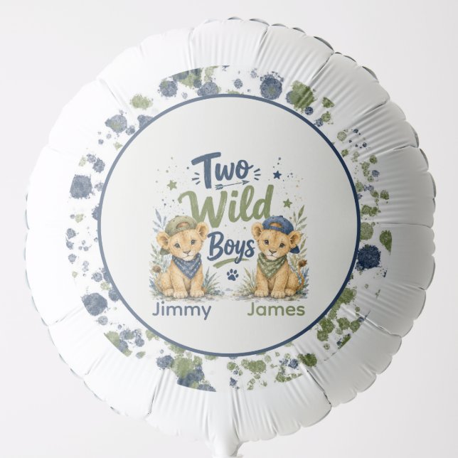 Two Wild Boys Birthday Bash Customized Balloon (Front)