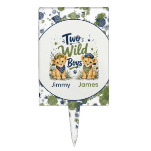 Two Wild Boys Birthday Bash Customized Cake Topper