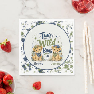 Two Wild Boys Birthday Bash Customized Napkins