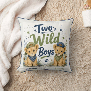 Two Wild Boys Birthday Bash Throw Pillow