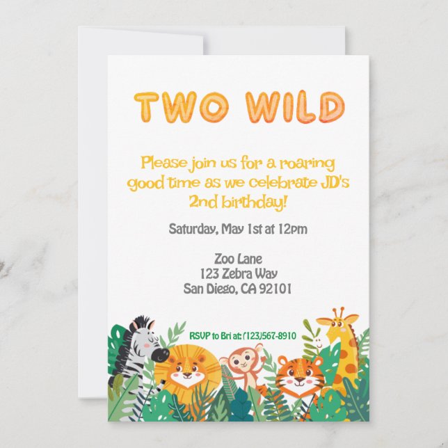 Two Wild Boys Birthday Invitation (Front)