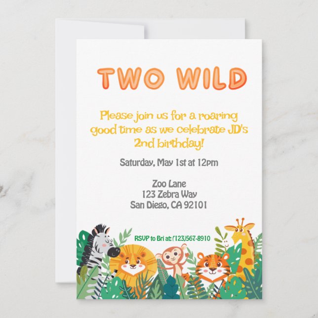 Two Wild Boys Birthday Invitation (Front)