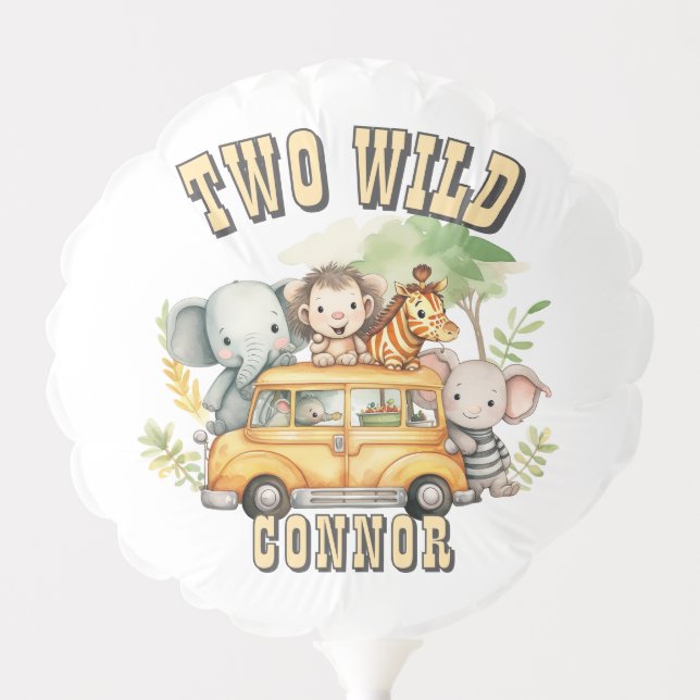 Two Wild boys birthday safari animals  Balloon (Front)