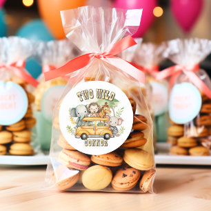 Two Wild boys birthday safari animals Classic Round Sticker