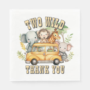 Two Wild boys birthday safari animals Napkins