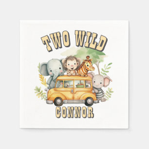 Two Wild boys birthday safari animals  Napkins