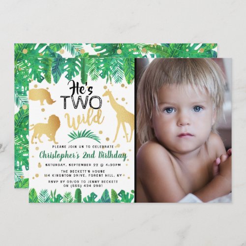 Two Wild Boys Photo Second Birthday Invitations