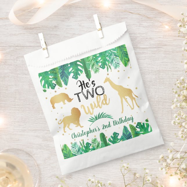 Two Wild Boys Second Birthday Party Favor Bag (Clipped)