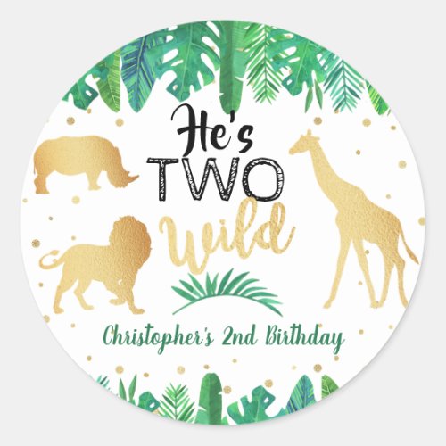 Two Wild Boys Second Birthday Party Favor Classic Round Sticker