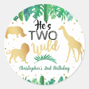 Two Wild Boys Second Birthday Party Favor Classic Round Sticker