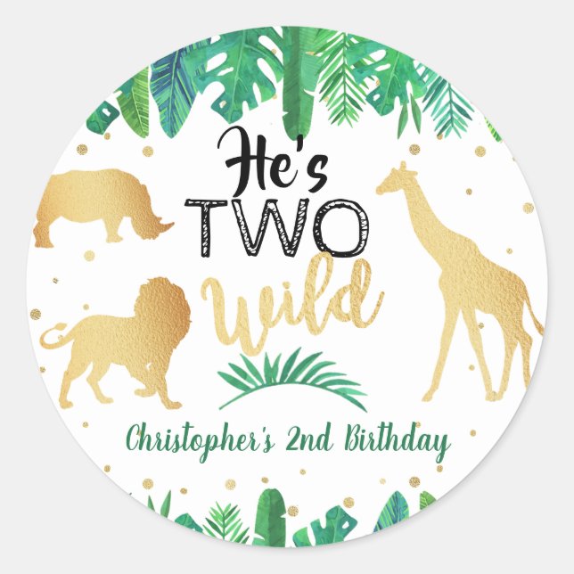 Two Wild Boys Second Birthday Party Favor Classic Round Sticker (Front)