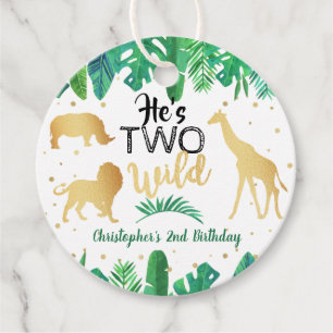 Two Wild Boys Second Birthday Party Favor Tags