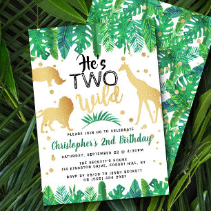 Two Wild Boys Second Birthday Party Invitations