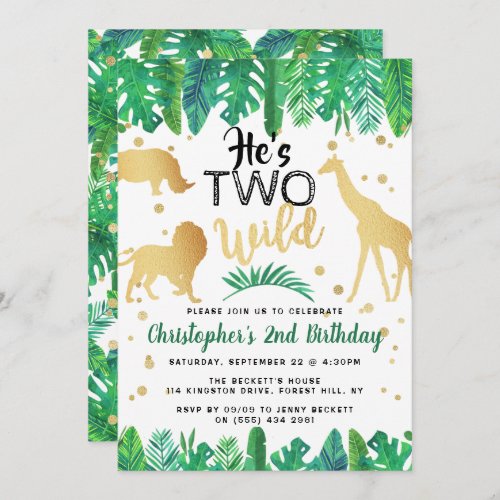 Two Wild Boys Second Birthday Party Invitations