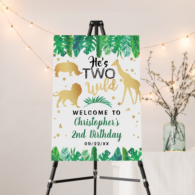 Two Wild Boys Second Birthday Party Welcome Foam Board (In Situ (Stand))