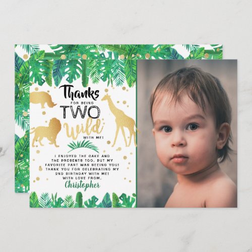 Two Wild Boys Second Birthday Photo Thank You Card