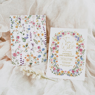 TWO WILD Bright Wildflower Garden 2nd Birthday Invitation
