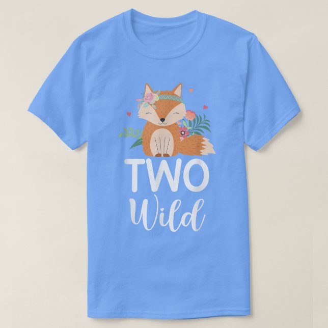 Two Wild Cute 2nd Birthday Girl Fo Bday 2 Year Old T-Shirt (Design Front)
