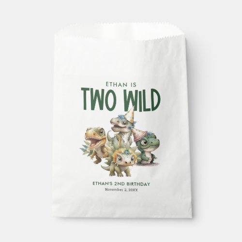Two Wild Cute Dinosaur 2nd Birthday Party Favor Bag