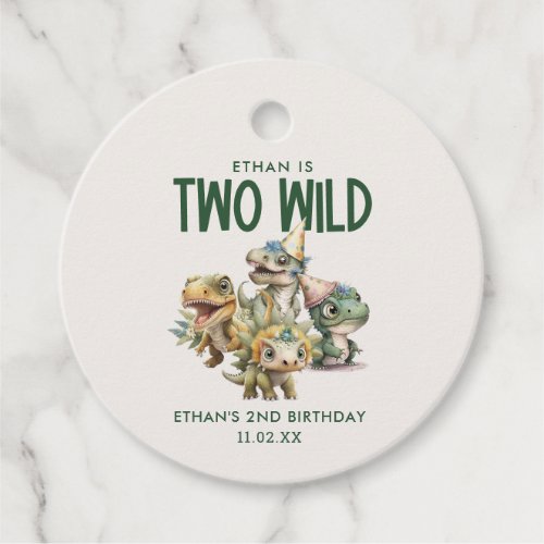 Two Wild Cute Dinosaur 2nd Birthday Party Favor Favor Tags