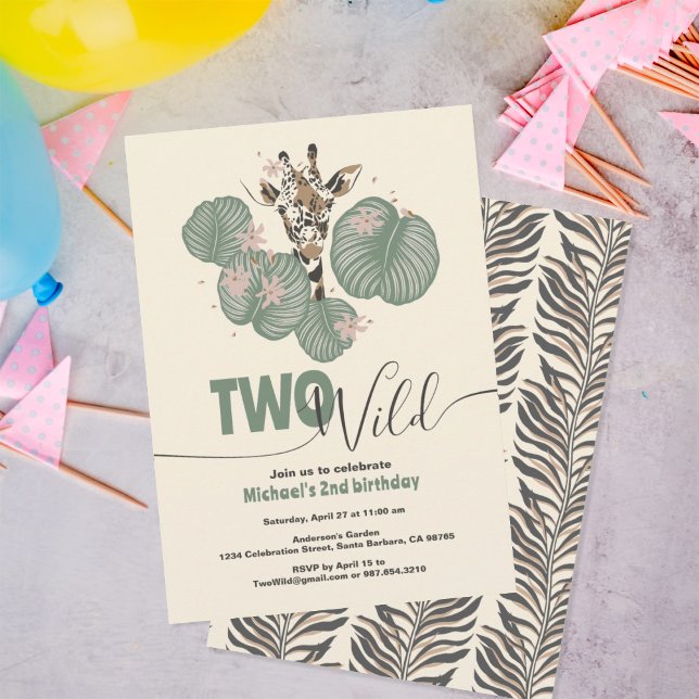  Two Wild Cute Giraffe Animal Birthday Party Invitation (Creator Uploaded)