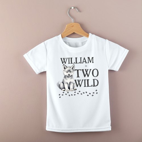 Two wild Cute wolf cub woodlands birthday party Toddler T_shirt
