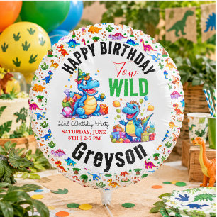 Two Wild Dino Party Boy Dinosaur 2nd Birthday Balloon