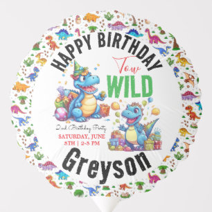 Two Wild Dino Party Boy Dinosaur 2nd Birthday  Balloon