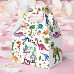 Two Wild Dino Party Boy Dinosaur 2nd Birthday Favor Boxes