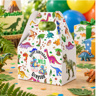 Two Wild Dino Party Boy Dinosaur 2nd Birthday  Favor Boxes