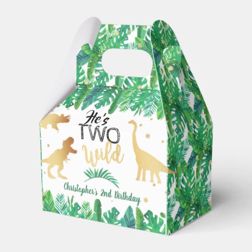 Two Wild Dinosaur Boys 2nd Birthday Party Favor Boxes