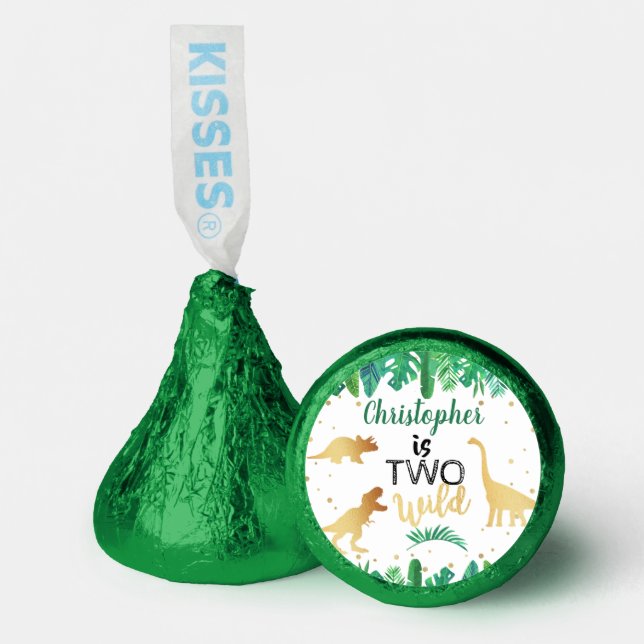 Two Wild Dinosaur Boys 2nd Birthday Party Hershey®'s Kisses® (Front)