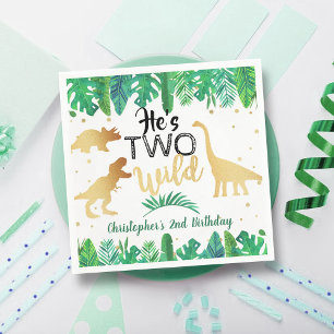 Two Wild Dinosaur Boys 2nd Birthday Party Napkins