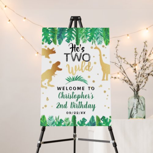 Two Wild Dinosaur Boys 2nd Birthday Party Welcome Foam Board