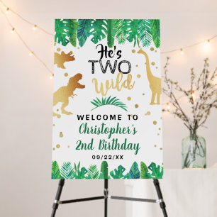 Two Wild Dinosaur Boys 2nd Birthday Party Welcome Foam Board