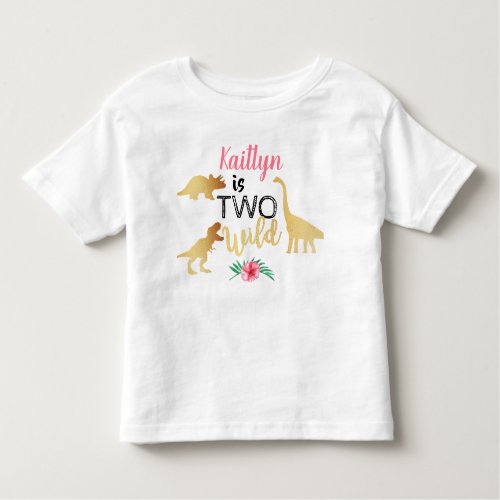Two Wild Dinosaur Girls 2nd Birthday Toddler T_shirt