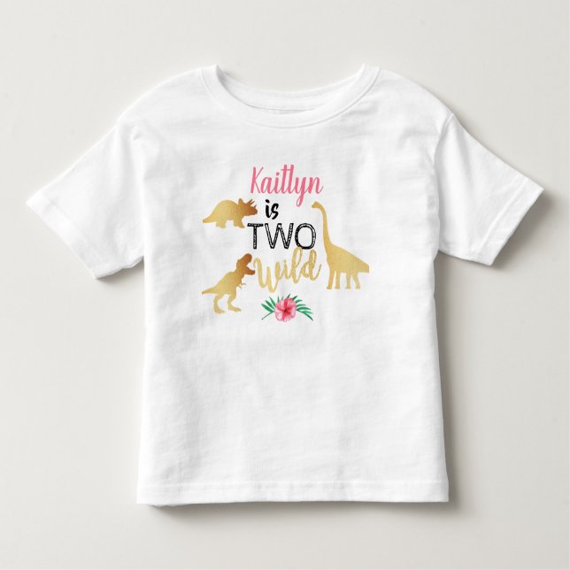 Two Wild Dinosaur Girls 2nd Birthday Toddler T-shirt (Front)