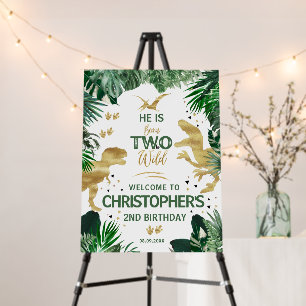Two Wild Dinosaur kids 2nd Birthday Party Welcome Foam Board