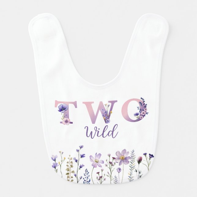 Two Wild Floral Second Birthday Baby Bib (Front)
