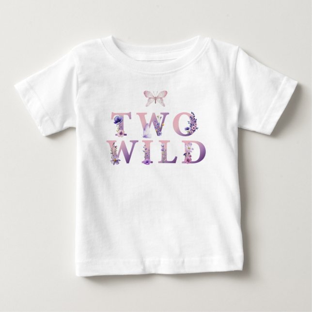 Two Wild Floral Second Birthday Girl T-Shirt (Front)