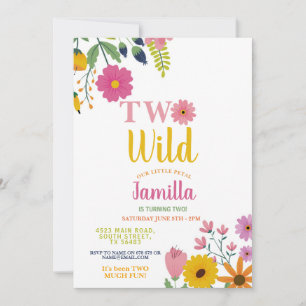 Two Wild Flowers Birthday 2nd Party Petals Girl Invitation