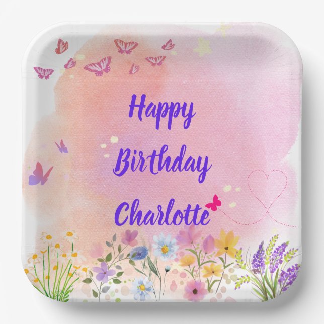 "Two Wild & Full of Wonder" Happy Birthday Party Paper Plates (Front)