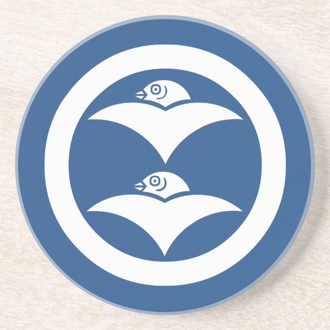 Two wild geese in circle drink coaster (Front)
