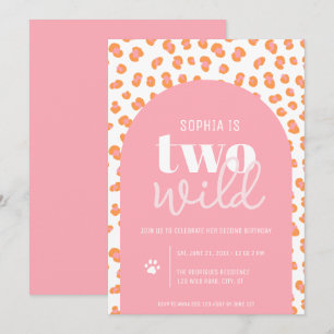 Two Wild Girl 2nd Birthday Invitation